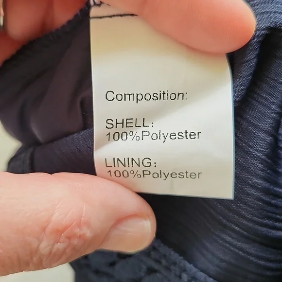 Navy Blue Short Sleeve Blouse, Size XL - Picture 9 of 10